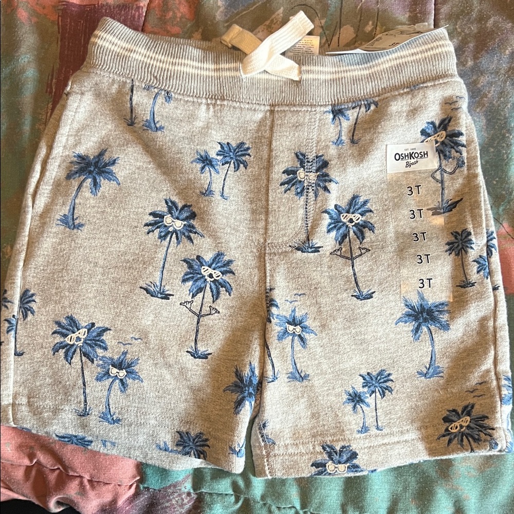 OshKosh B'gosh Gray and Blue Palm Tree Shorts